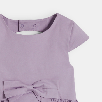 فستان أنيق مزين بربطة، باللون البنفسجي للفتيات الصغيرات